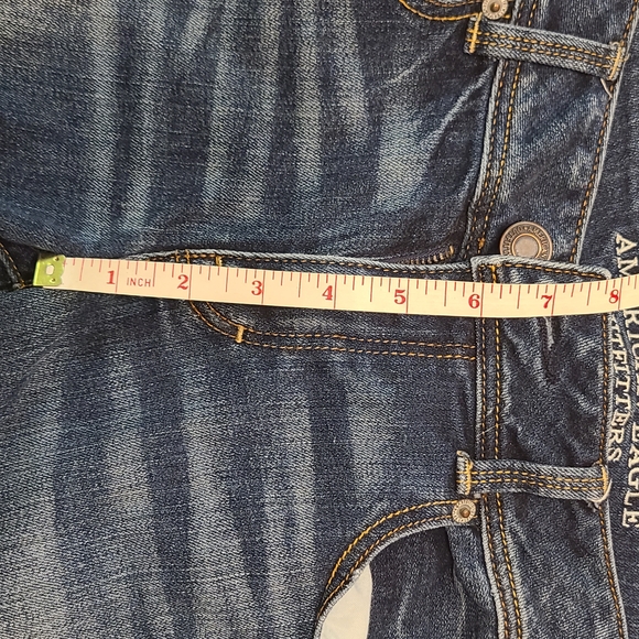 American Eagle Stretch Kick Boot Blue Denim Jeans Women’s Size 10 Long 2013 - Picture 10 of 12